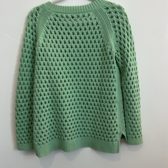 Talbots Mint Green Open Weave Crew-Neck Sweater, Cotton/Poly, Size Medium - Picture 6 of 6